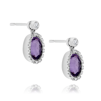 18ct White Gold Amethyst and Diamond Earrings