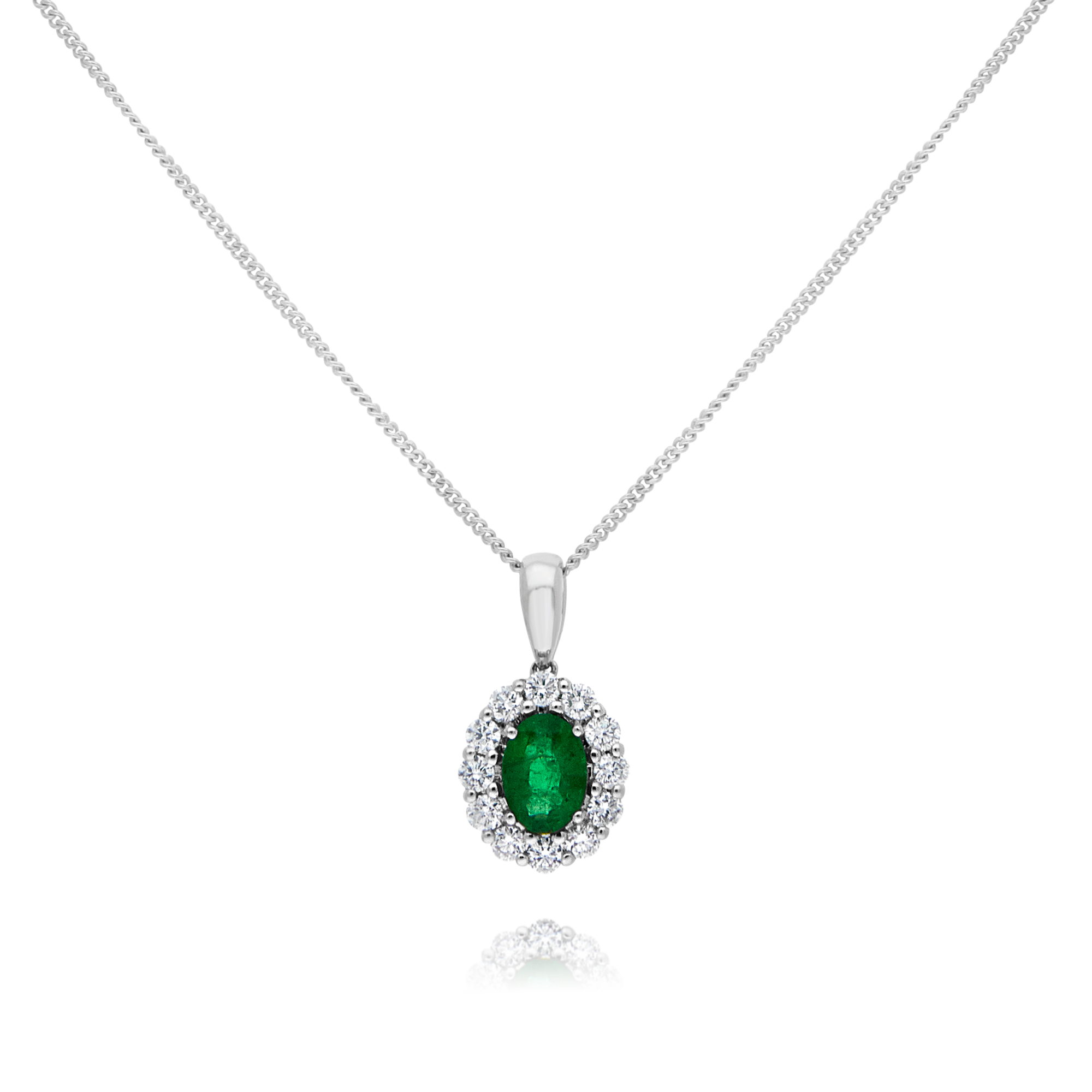 Emerald and Diamond Cluster Pendant - Appleby Jewellers Dublin