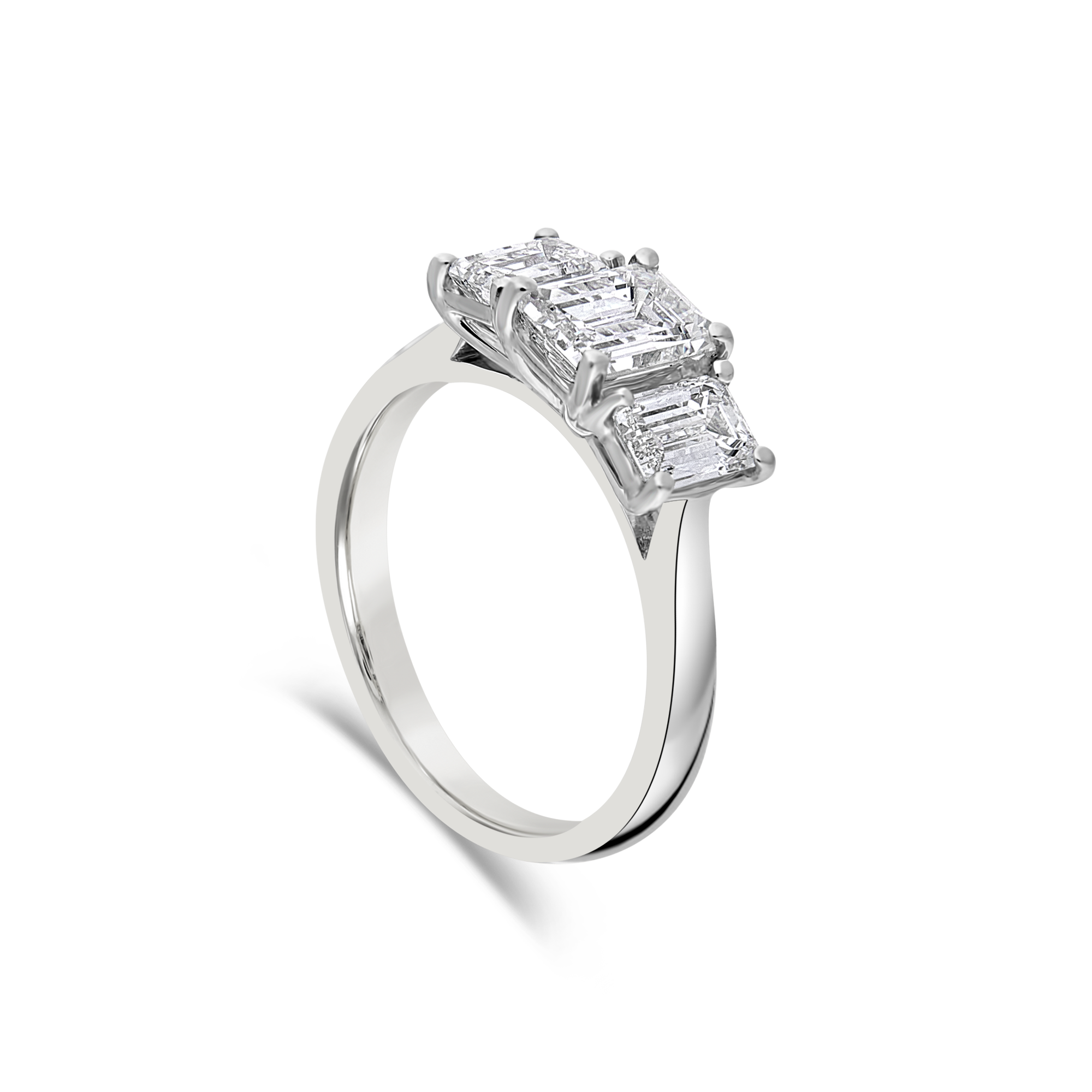 Emerald Cut Trilogy Engagement Ring - Appleby Jewellers Dublin