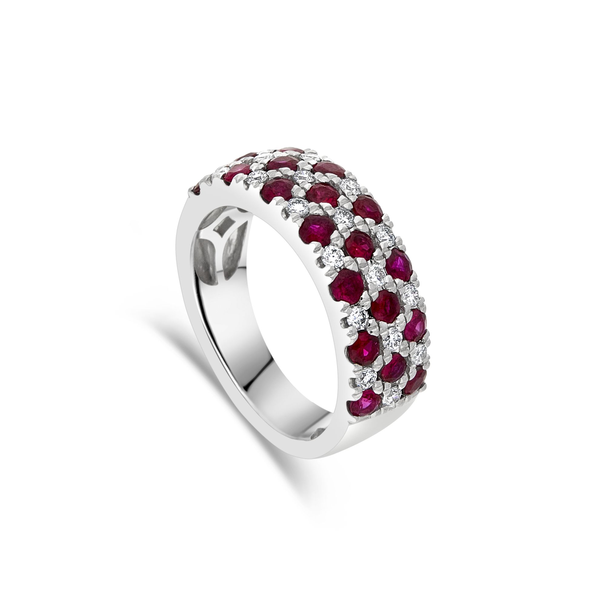 Platinum "Profile" Ruby and Diamond Pavé-set Band - Appleby Jewellers Dublin