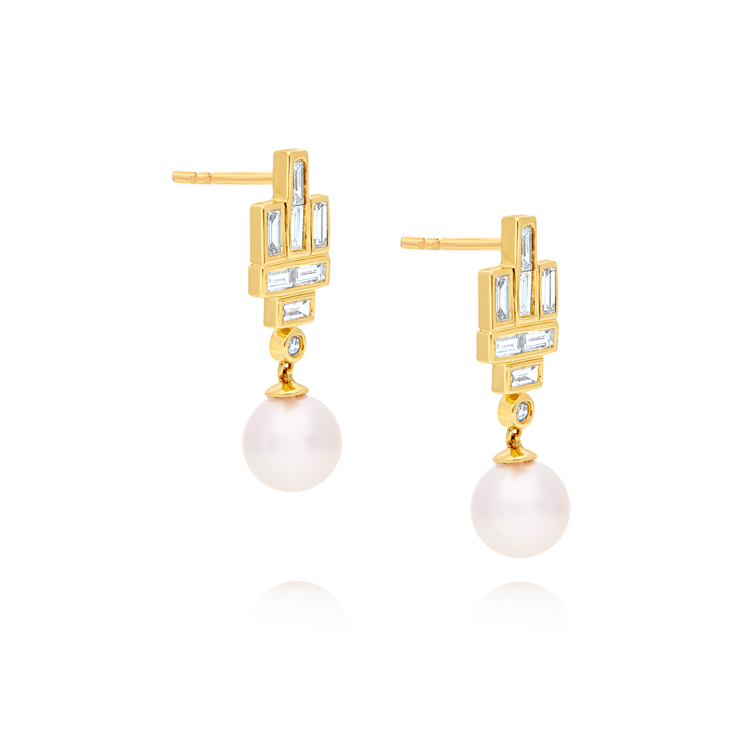 18 Carot Akoya Pearl & Diamond Earrings