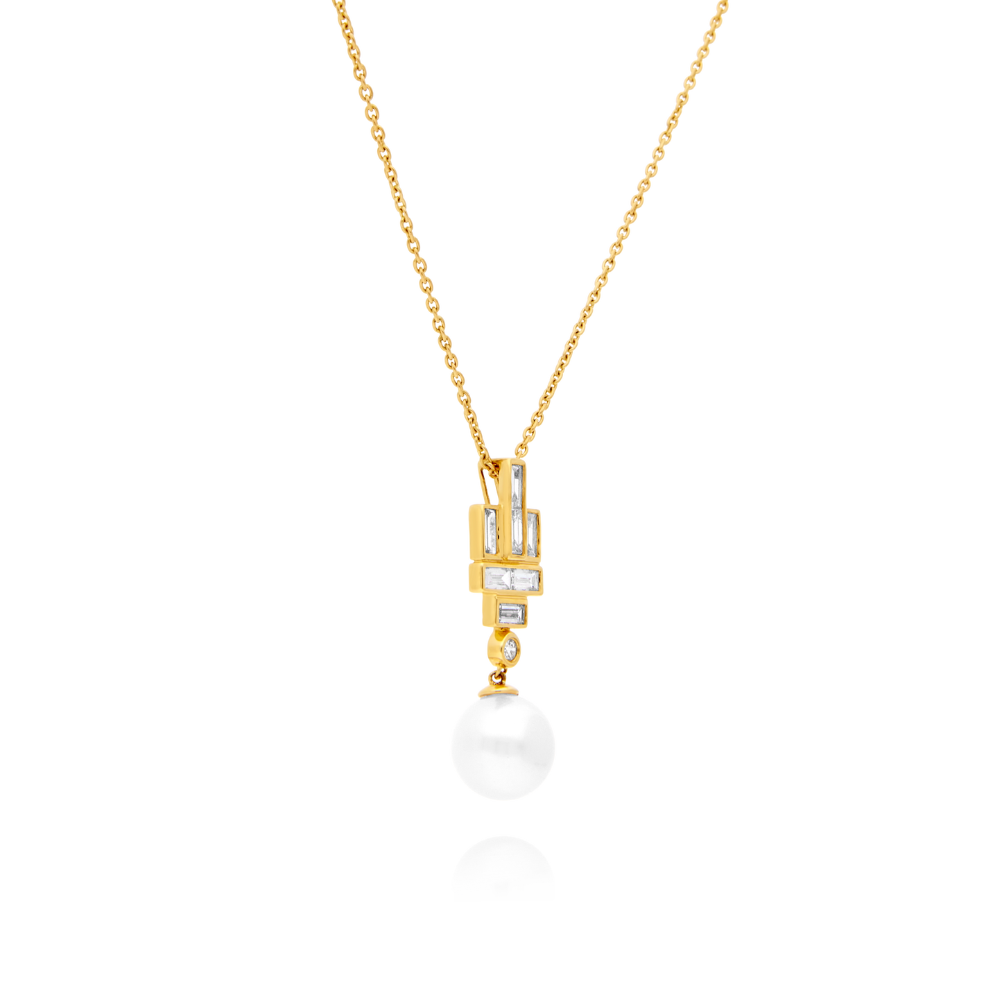18 Carot Akoya Pearl & Diamond Necklace