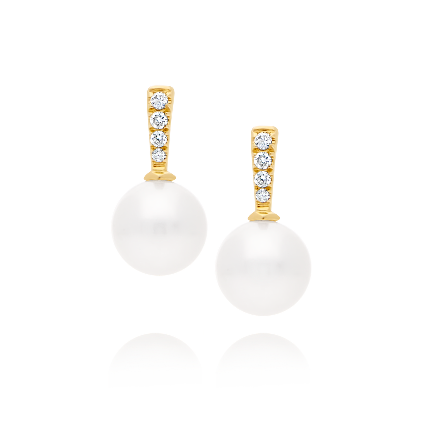 Pearl and Pavé Diamond Gold Earrings