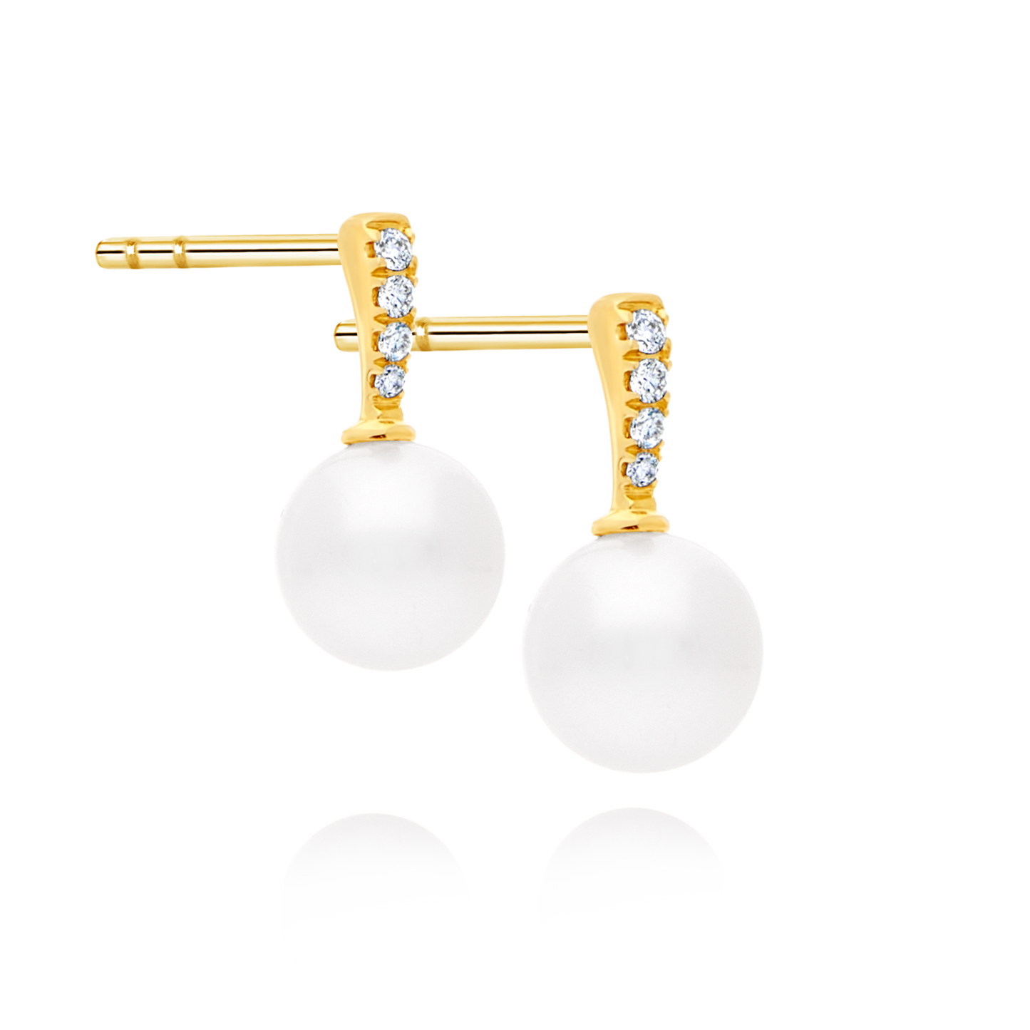 Pearl and Pavé Diamond Gold Earrings