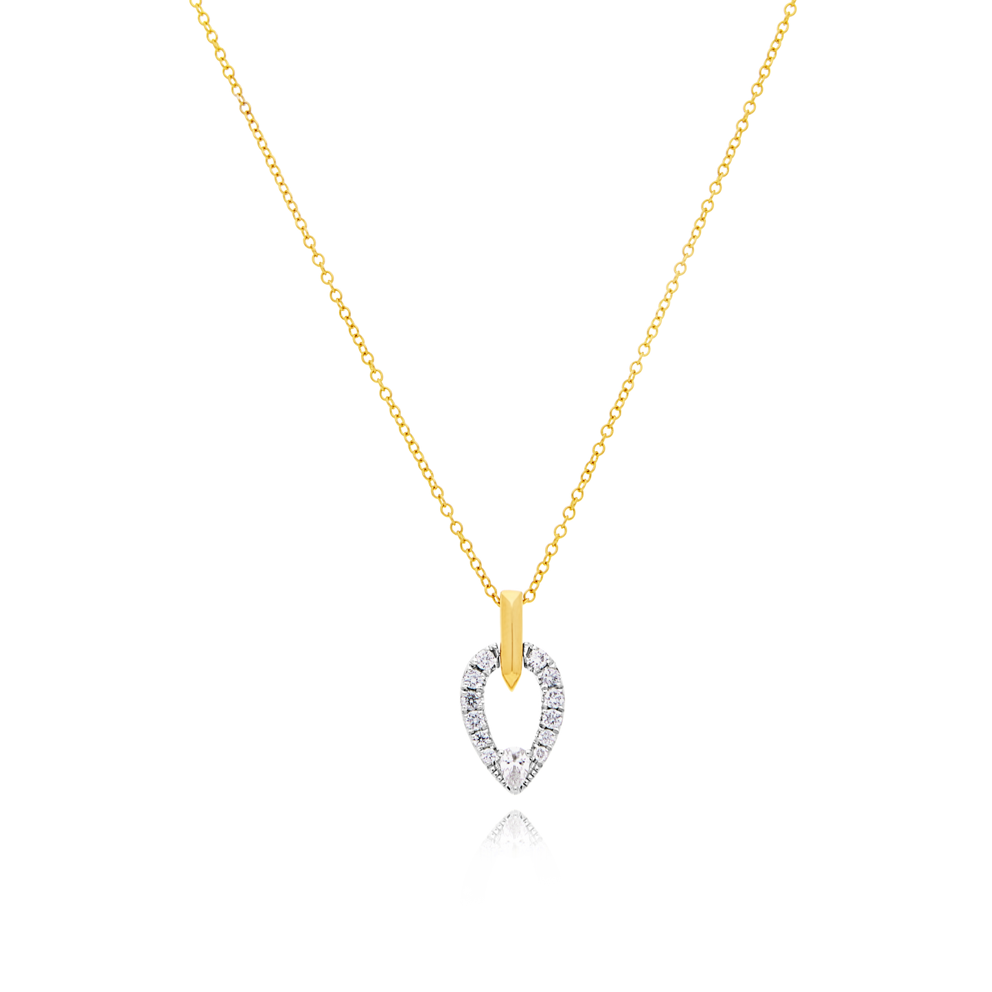 18 Carat Pear Shaped Pendant with Gold Chain