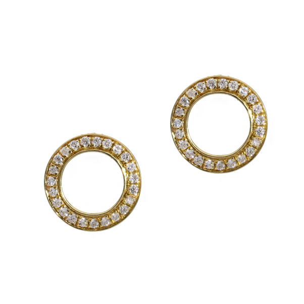 18ct Yellow Gold Diamond Circle Stud Earrings - Appleby Jewellers Dublin