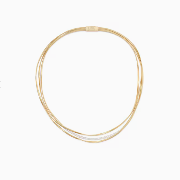 MARRAKECH Three-Strand Coil Necklace With Diamond Bar - Appleby Jewellers Dublin