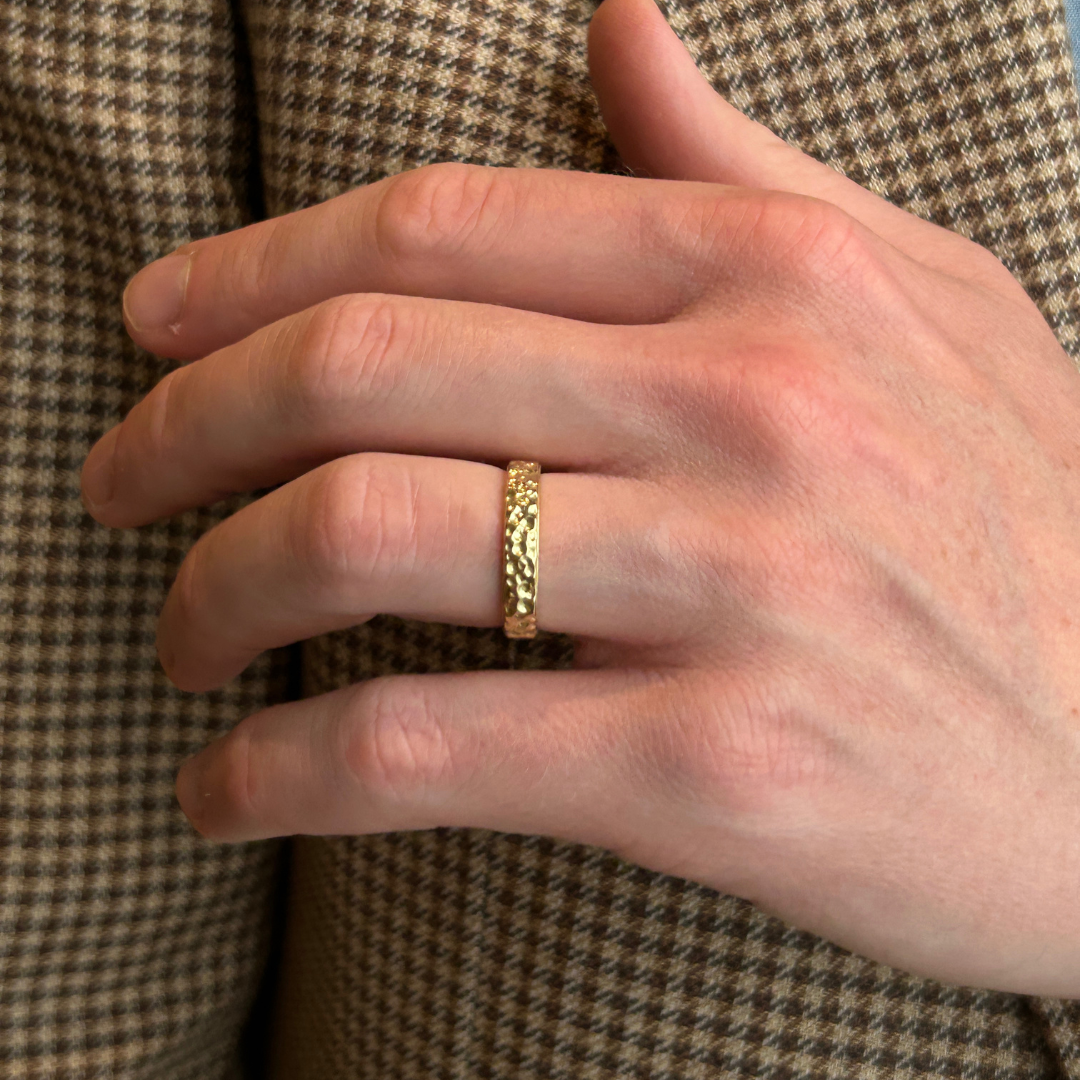 The Burren Textured Gold Band - Appleby Jewellers Dublin