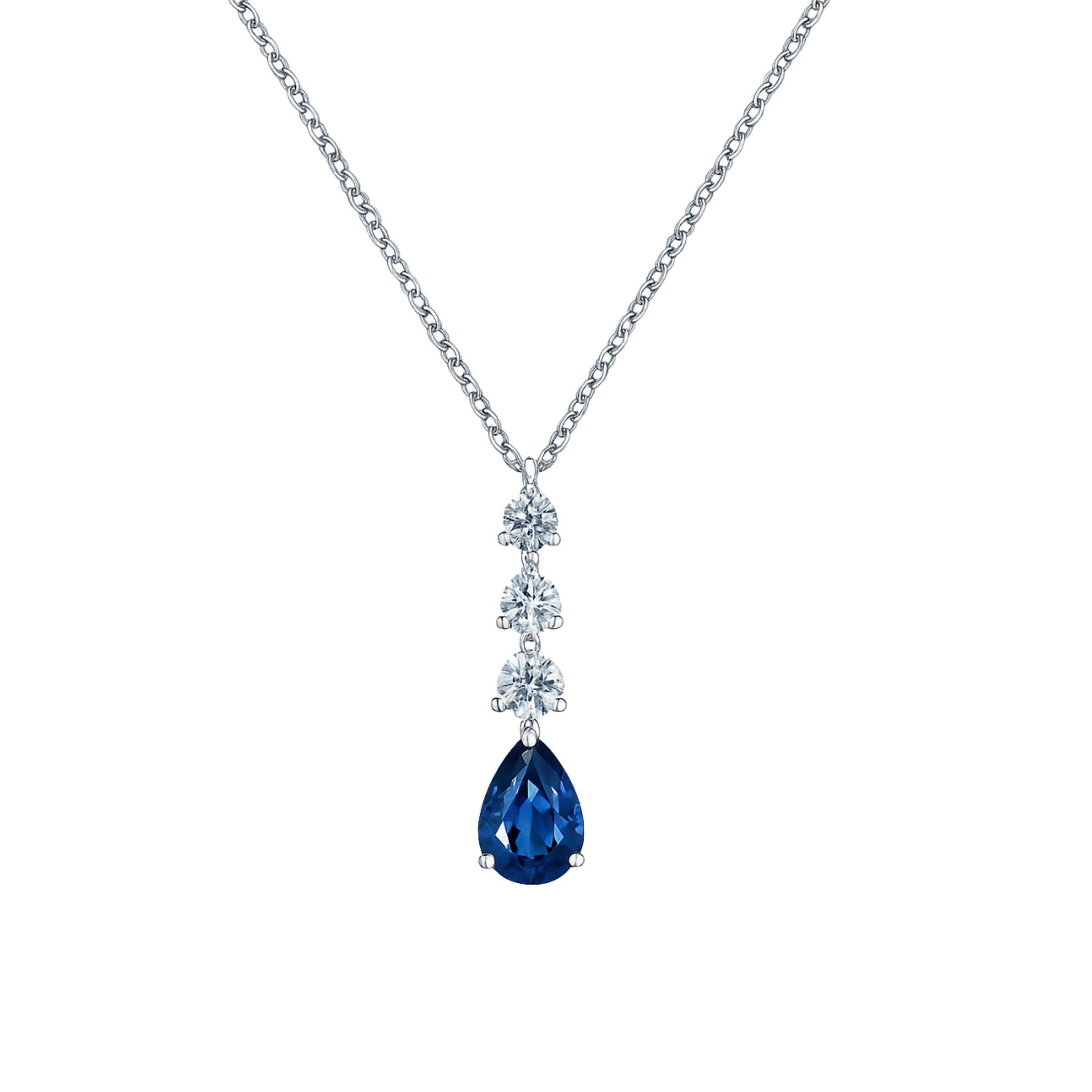 Vivid Blue Sapphire and Diamond Pendant