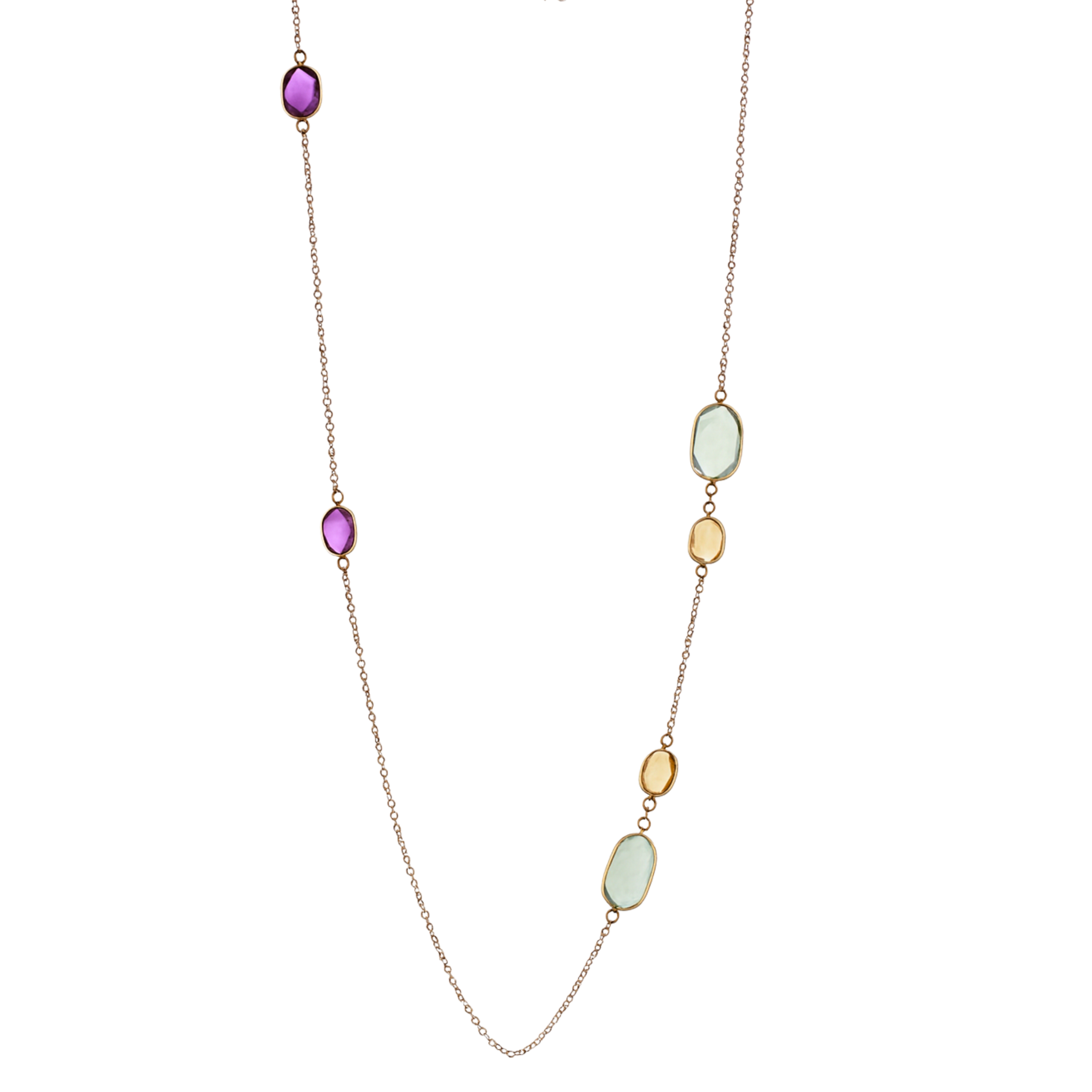 Watercolour Gemstone Necklace (35 inch chain)
