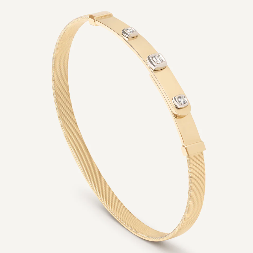 MASAI 18ct Yellow Gold Coil and Diamonds Thin Bangle Bracelet - Appleby Jewellers Dublin