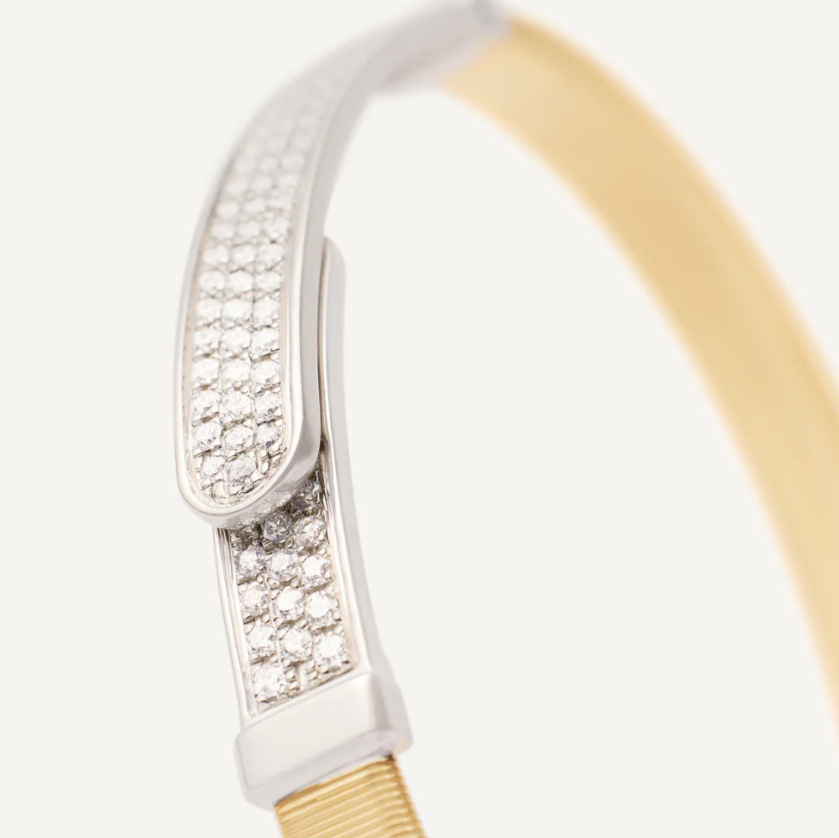 MASAI 18ct Yellow Gold Coil and Diamond Pavé Thin Bangle Bracelet - Appleby Jewellers Dublin