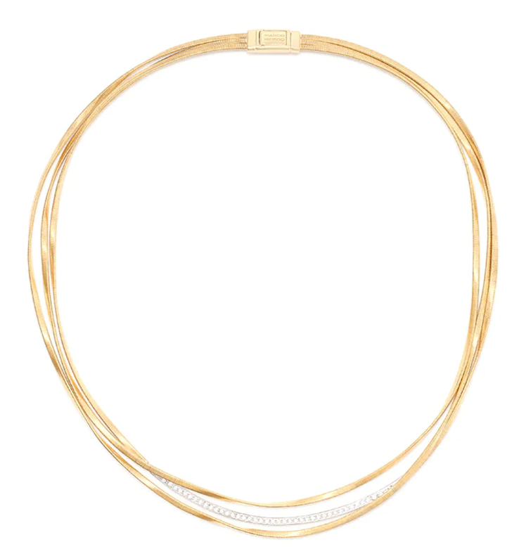 MARRAKECH Three-Strand Coil Necklace With Diamond Bar - Appleby Jewellers Dublin