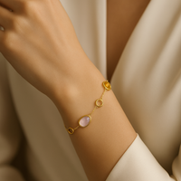 14ct Gold Blue Topaz, Citrine and Pink Amethyst Bracelet