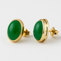 14ct Gold Jade Stud Earrings
