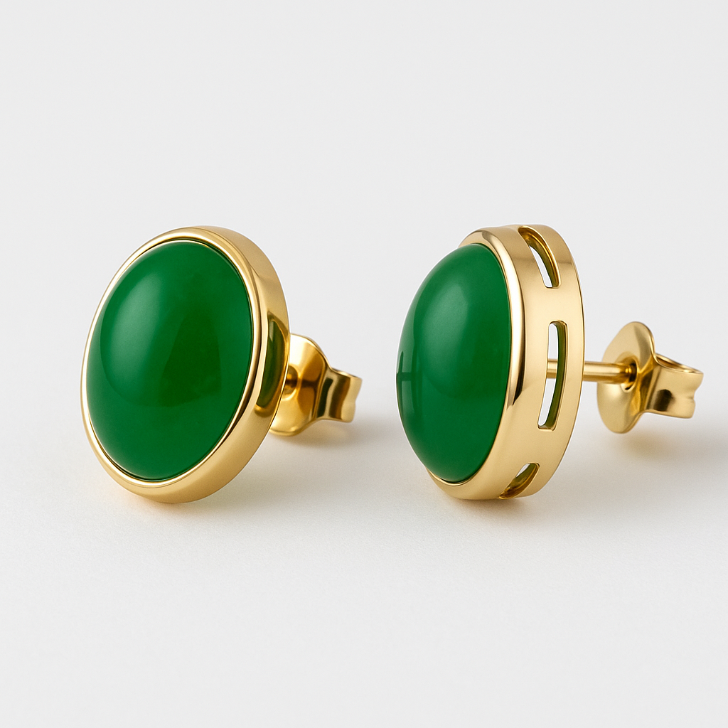 14ct Gold Jade Stud Earrings