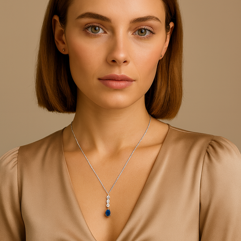 Vivid Blue Sapphire and Diamond Pendant