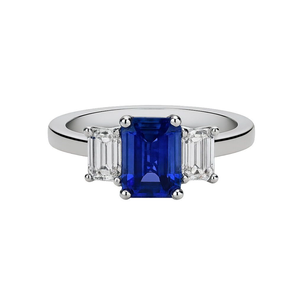 The Ascot - Emerald Cut Sapphire Triolgy - Appleby Jewellers Dublin