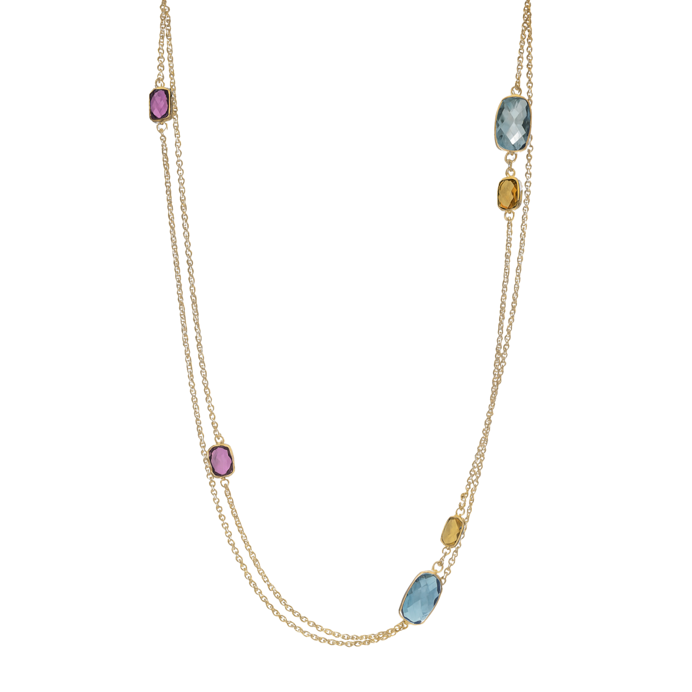 Watercolour Gemstone Necklace (35 inch chain)