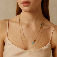 Watercolour Gemstone Necklace (35 inch chain)
