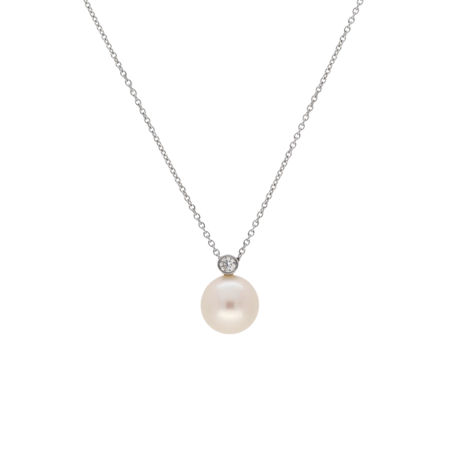 18ct White Gold Pearl & Diamond Pendant - Appleby Jewellers Dublin