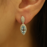 Blue Topaz & Diamond Drop Earrings - Appleby Jewellers Dublin