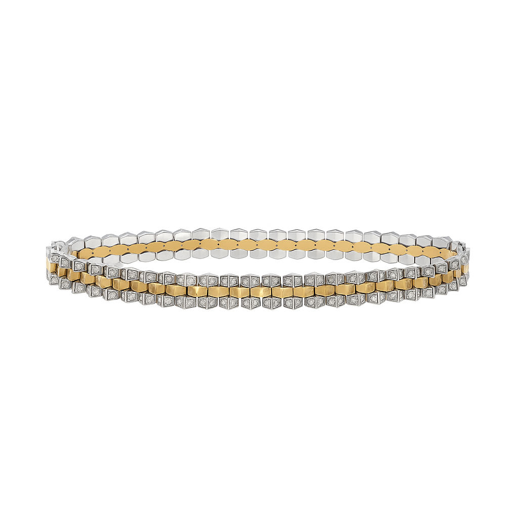 18ct Yellow and White Gold Diamond Bracelet
