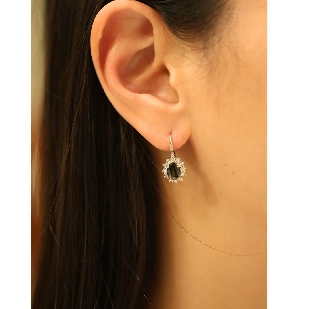 Green Sapphire and Diamond Earrings - Appleby Jewellers Dublin