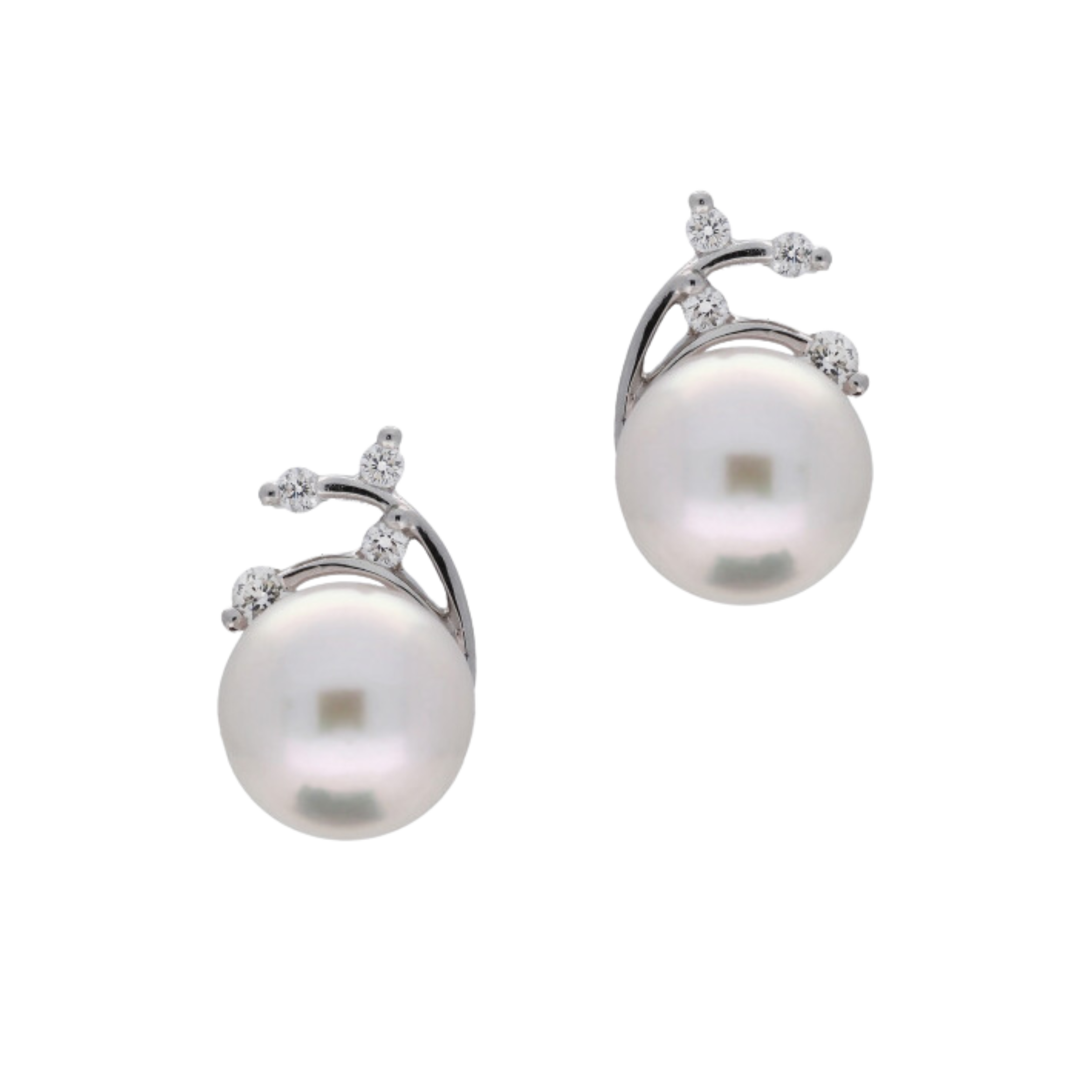 Akoya Pearl & Diamond Leaf Studs - Appleby Jewellers Dublin