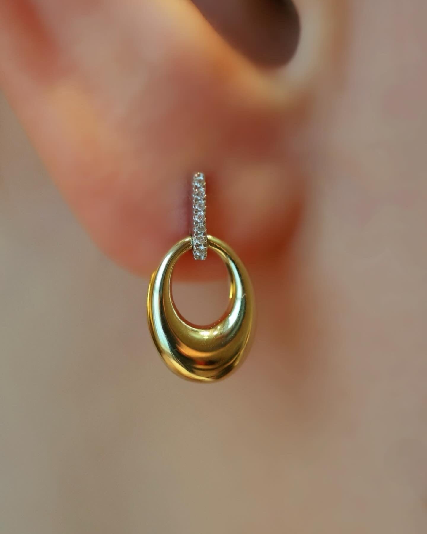 Gold and Diamond Oval Drop Pendant