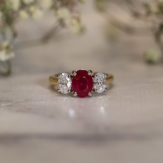 The "Tulip" with Ruby and Diamond, Yellow Gold