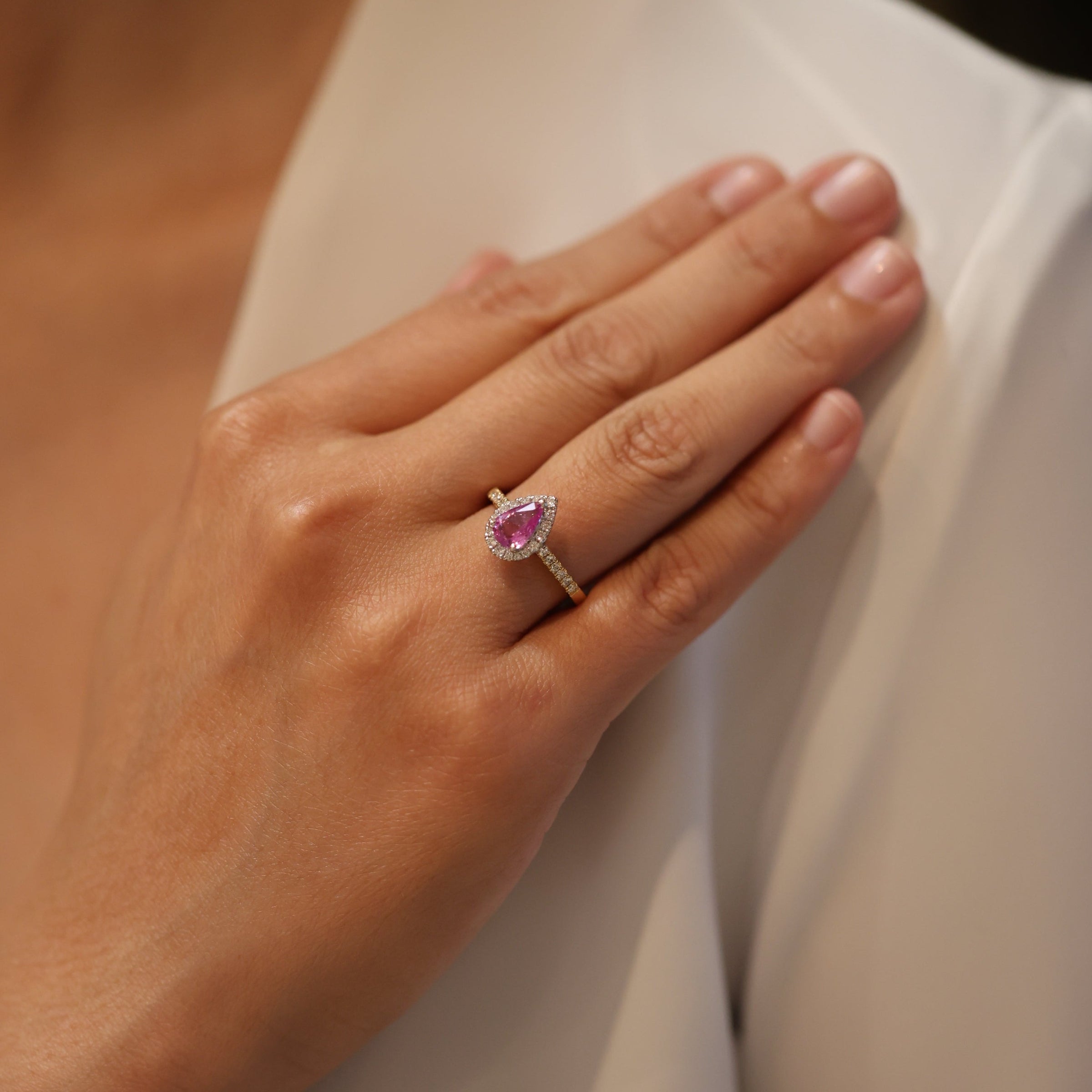 Corrine Pink Pear-Shaped Sapphire - Appleby Jewellers Dublin