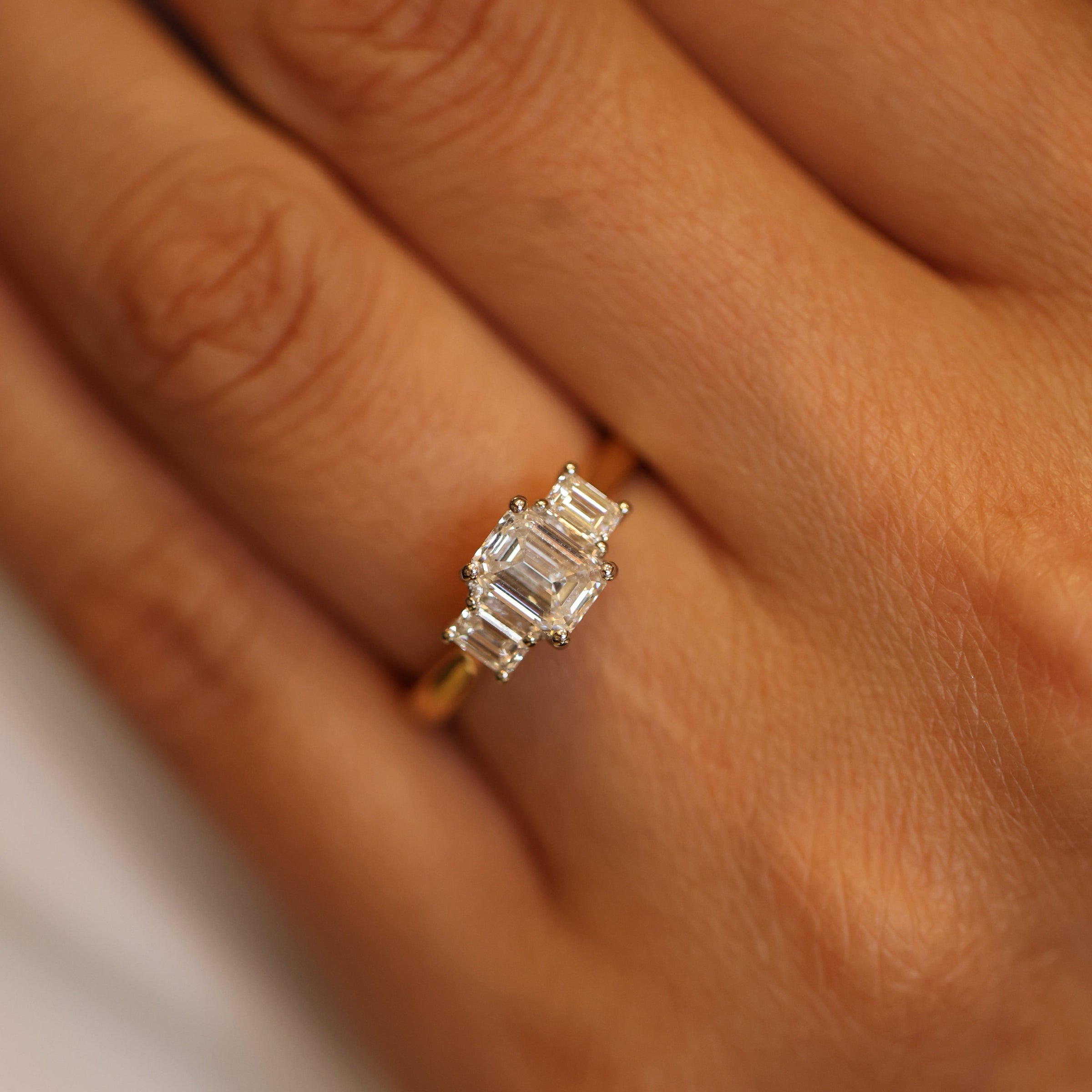 Emerald Cut Trilogy Engagement Ring - Appleby Jewellers Dublin