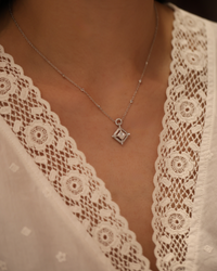 Princess Cut Diamond Halo Pendant with Diamond Chain - Appleby Jewellers Dublin