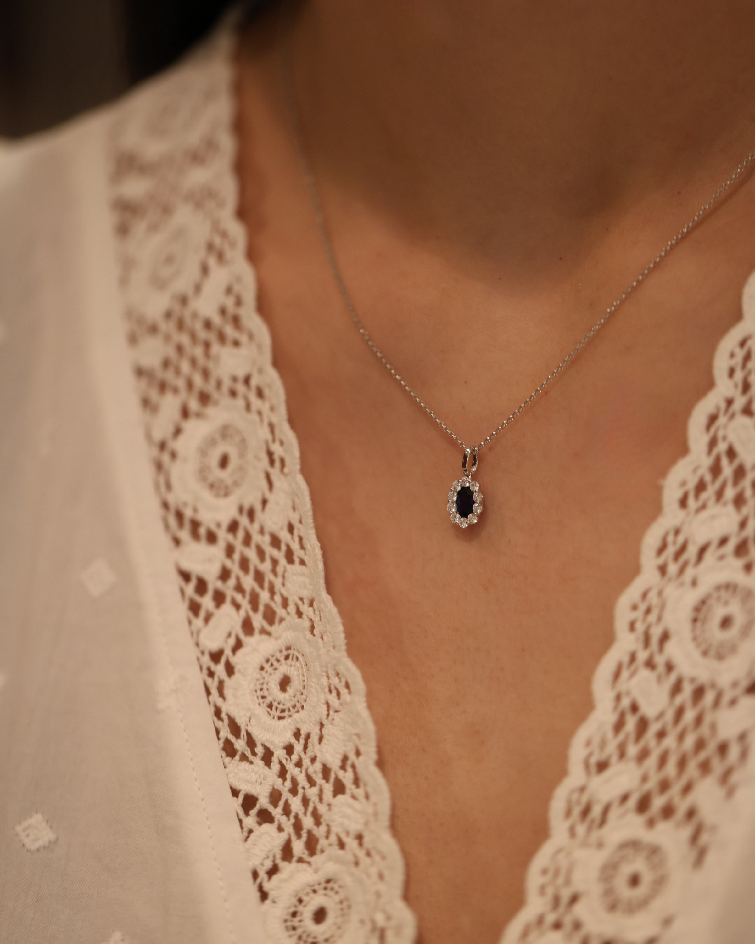Blue Sapphire & Diamond Halo - Appleby Jewellers Dublin