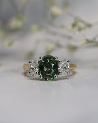 Sri Lankan Green Sapphire & Diamond Ascot Trilogy - Appleby Jewellers Dublin