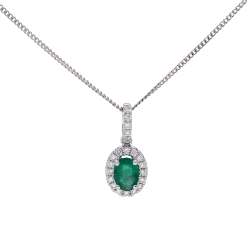 18ct Gold Emerald and Diamond Pendant