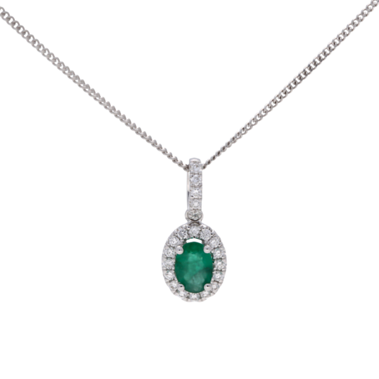 18ct Gold Emerald and Diamond Pendant