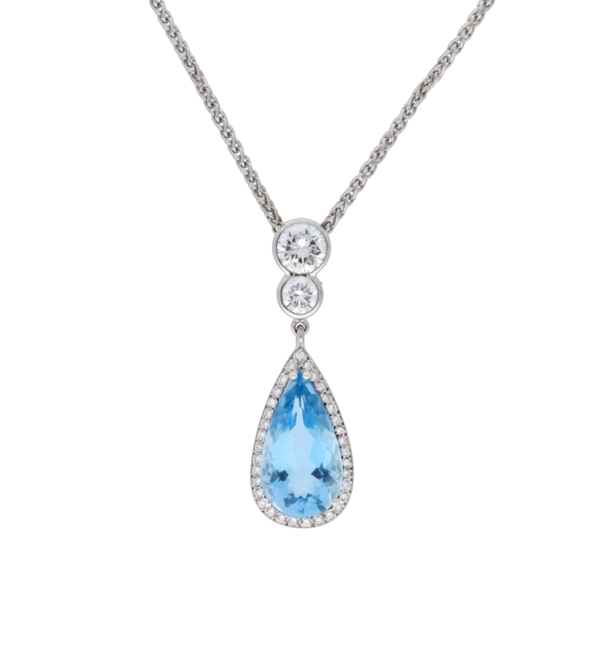 Pear-Shape Aquamarine & Diamond Pendant - Appleby Jewellers Dublin