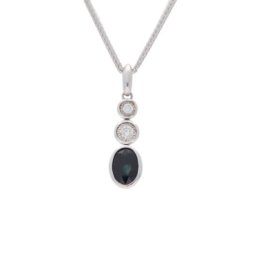 Black Sapphire & Diamond Drop Pendant