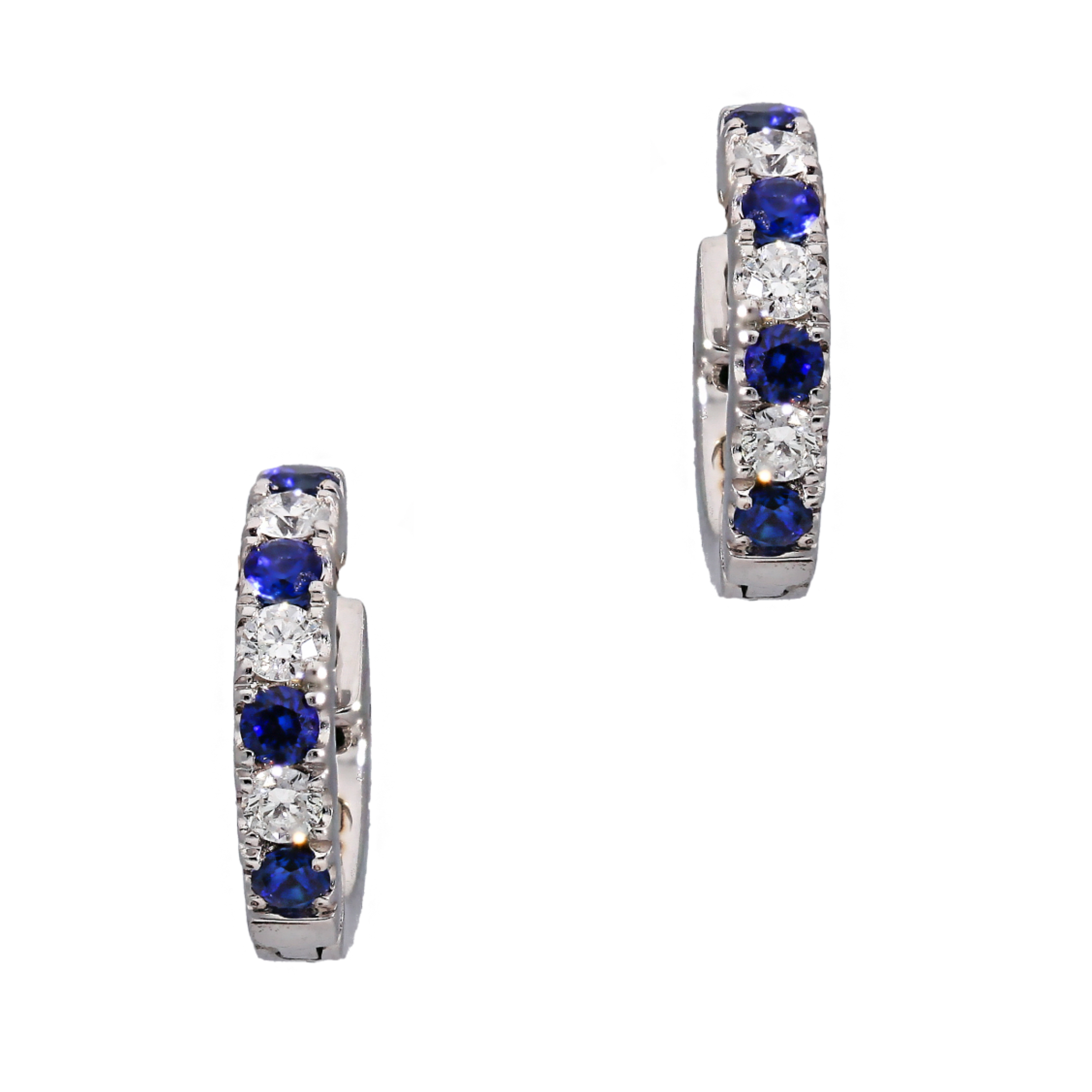 Blue Sapphire & Diamond Hoops - Appleby Jewellers Dublin
