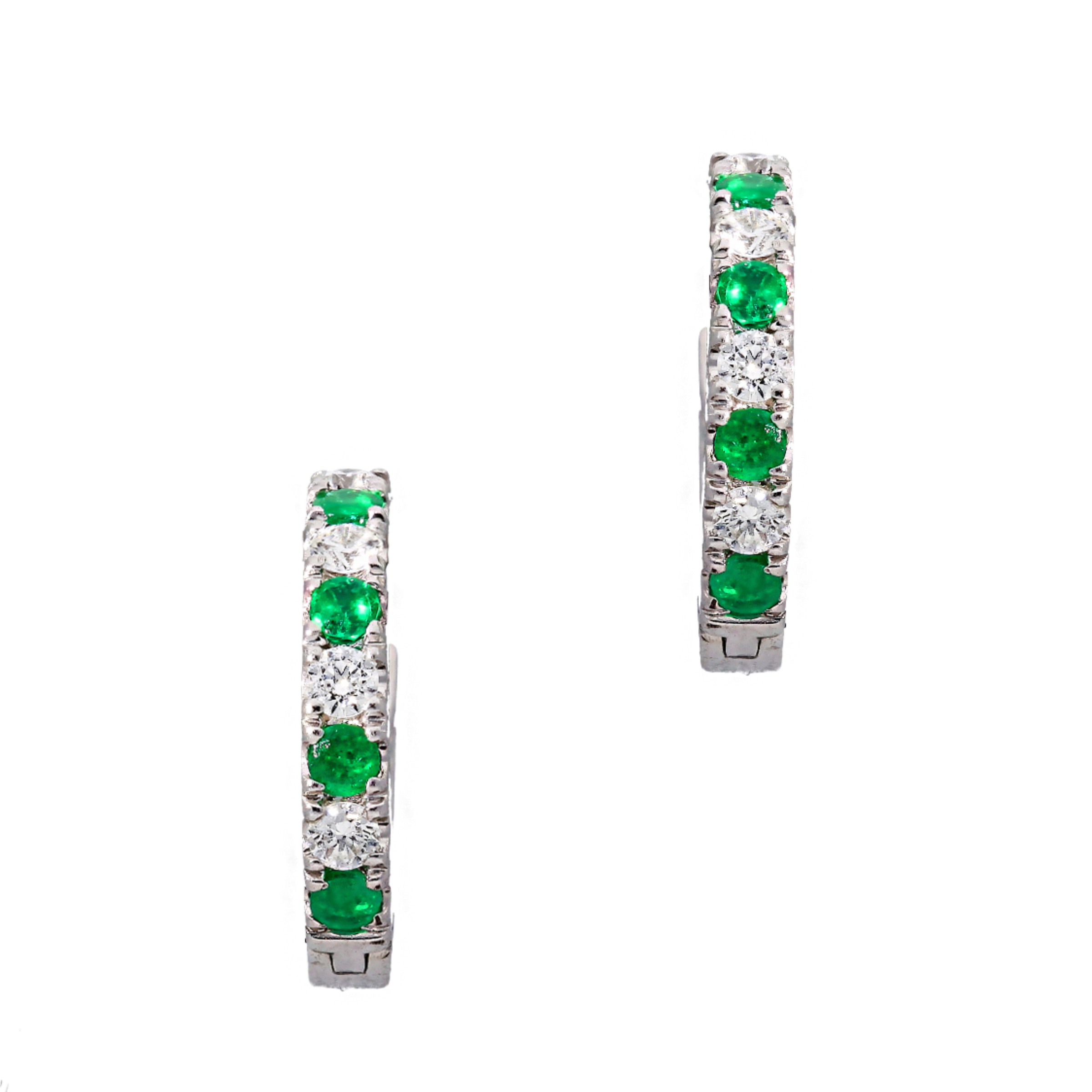 Emerald and Diamond Hoops - Appleby Jewellers Dublin