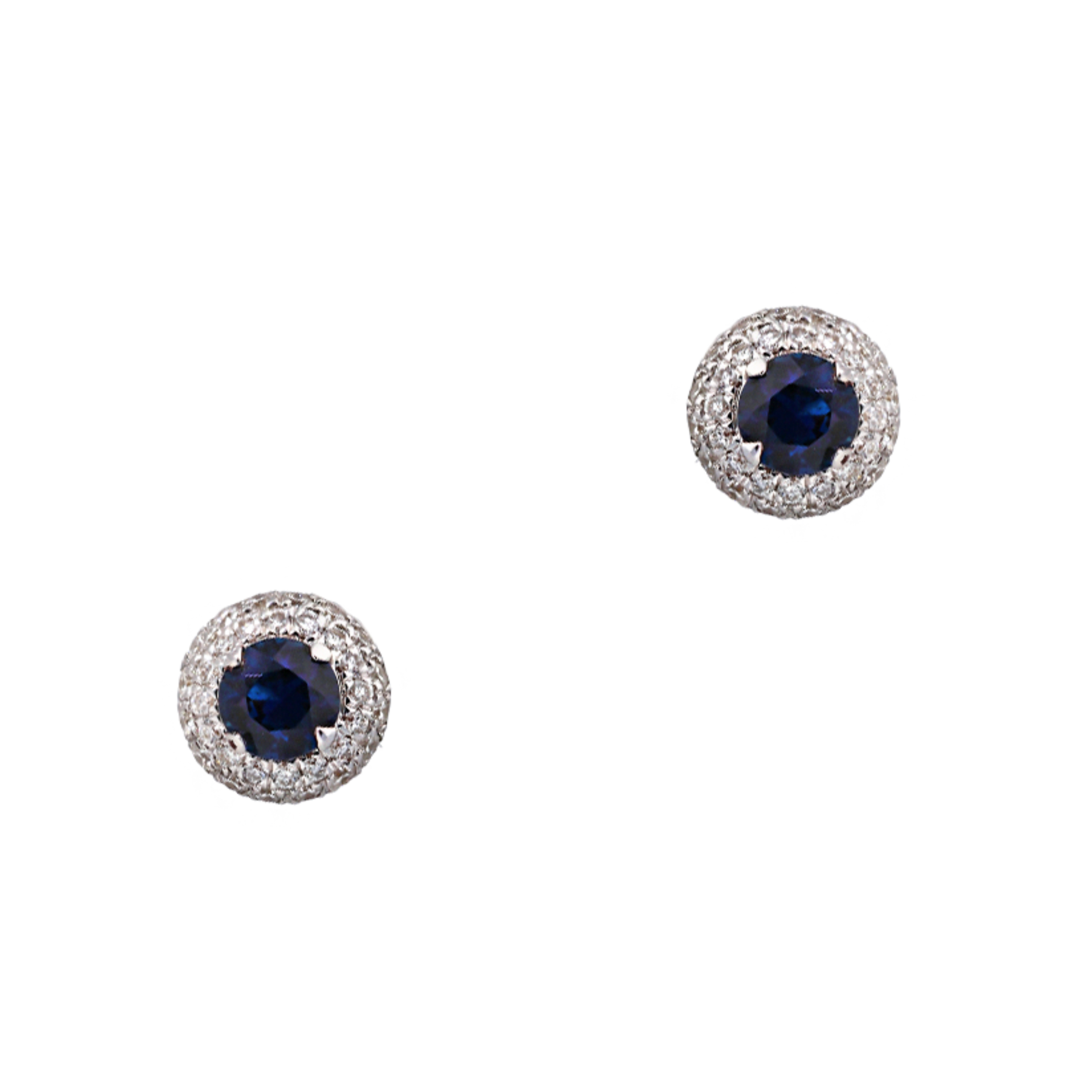 Blue Sapphire Studs With Diamond Halo - Appleby Jewellers Dublin