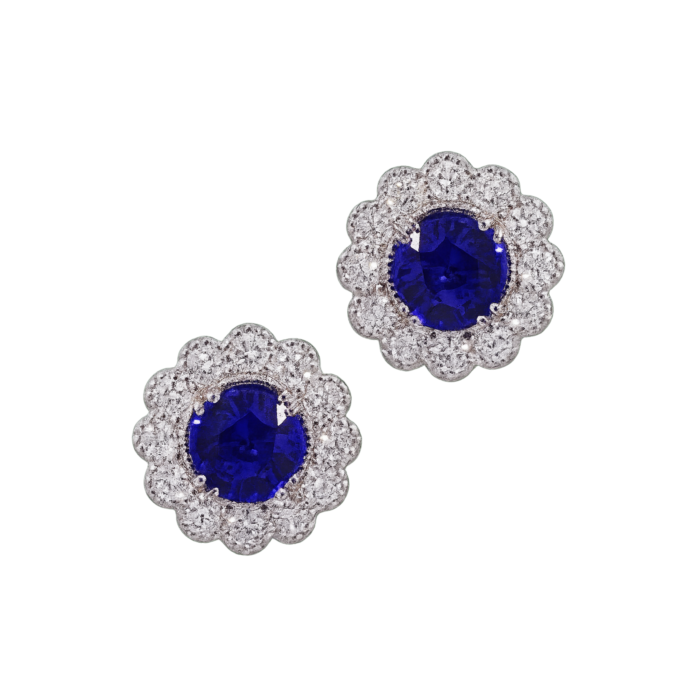Blue Sapphire Flower Earrings - Appleby Jewellers Dublin