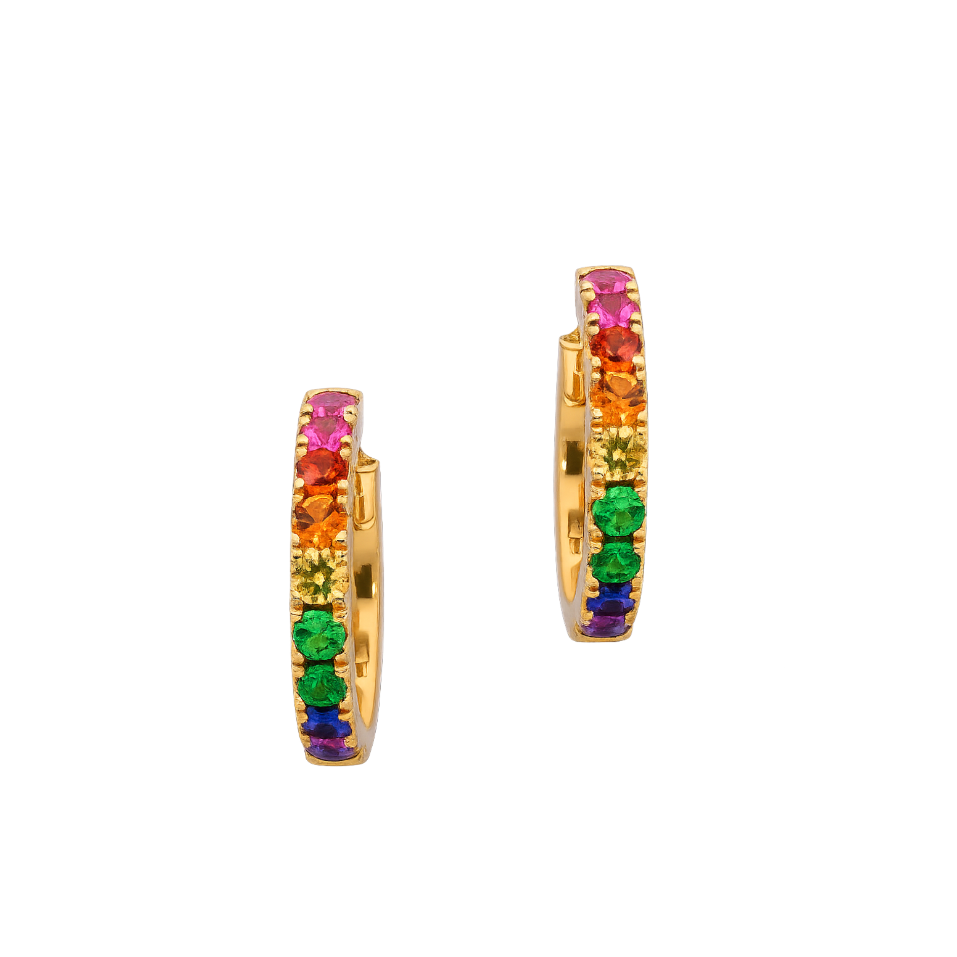 18ct Rainbow Gemstone Hoop Earrings - Appleby Jewellers Dublin
