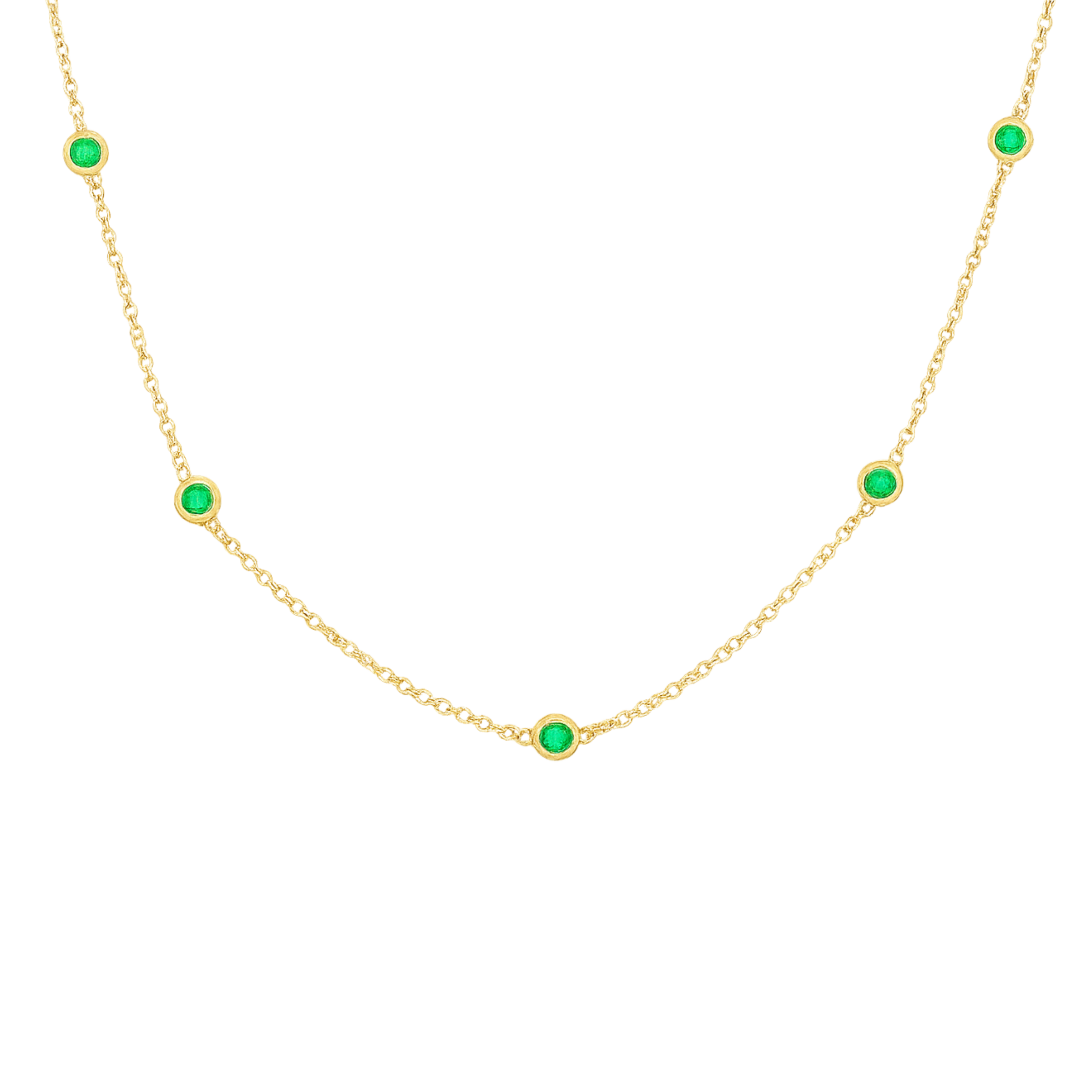 Emerald Bezel Disc Necklace in 14ct Gold - Appleby Jewellers Dublin