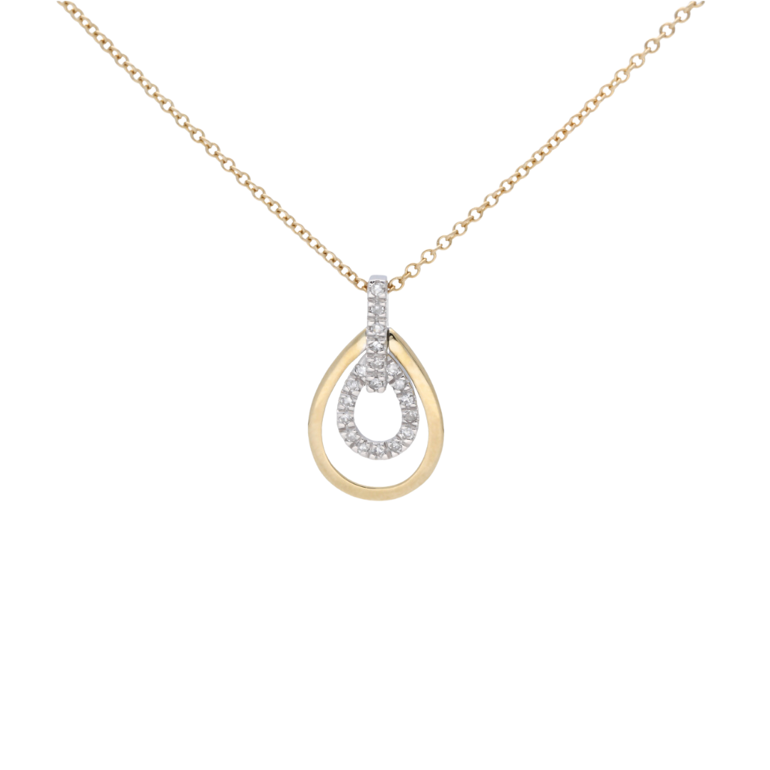 Gold and Diamond Droplet Pendant