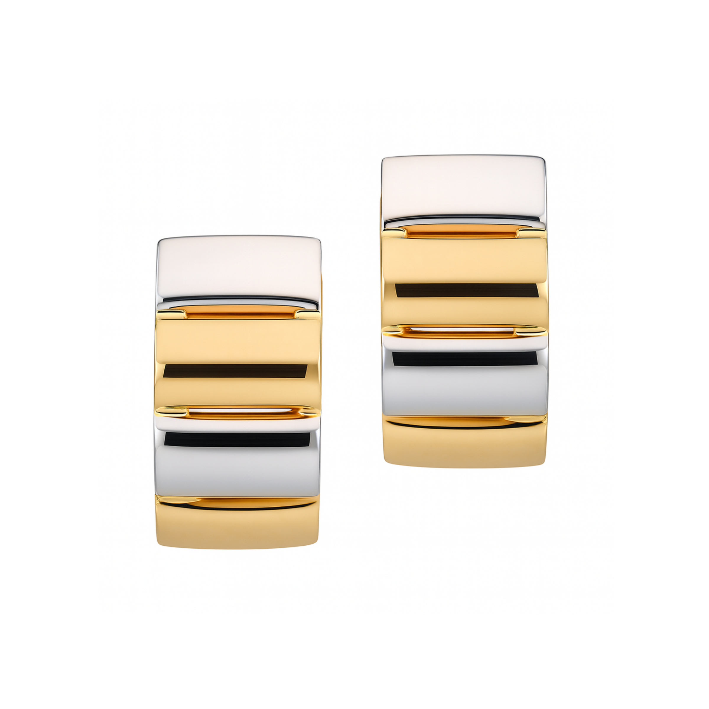 14ct Two-Tone Gold Curved Huggie Earrings - Appleby Jewellers Dublin