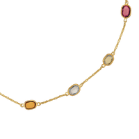 14ct Gold Amethyst, Golden Citrine and Blue Topaz Necklace