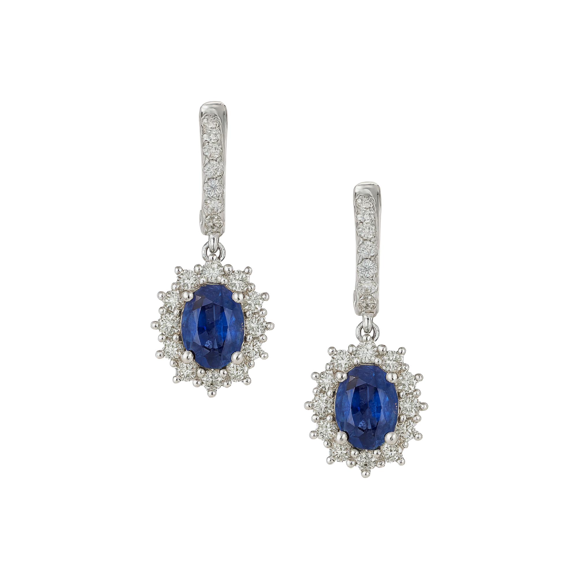 Blue Sapphire and Diamond Drop Earrings - Appleby Jewellers Dublin